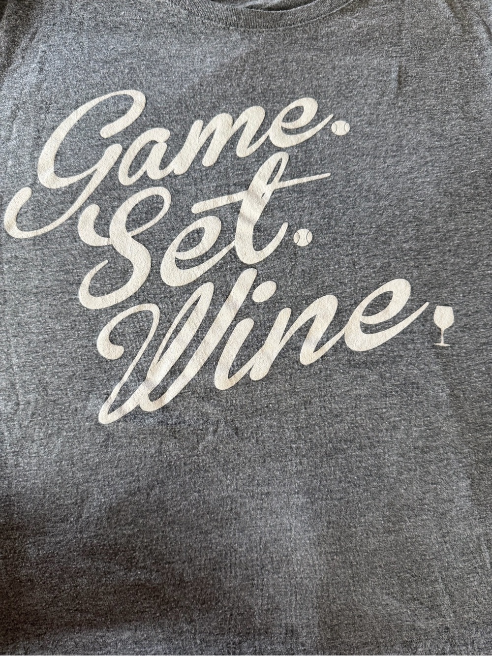 adidas Gray 'Game. Set. Wine.' Graphic Tee large